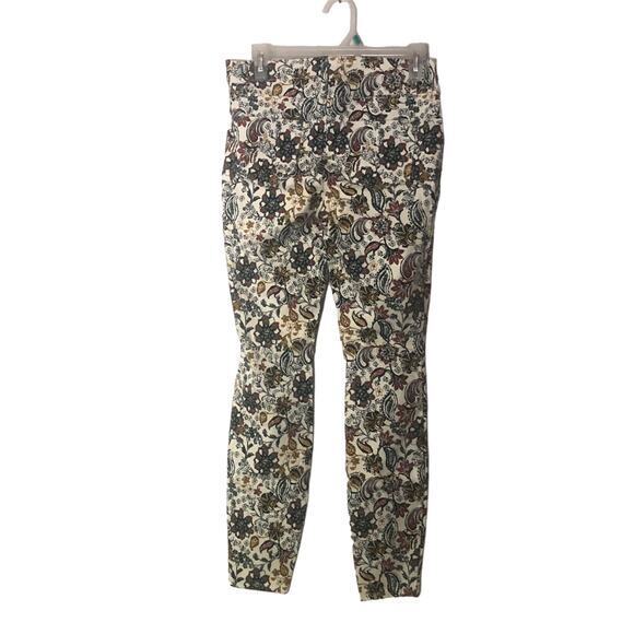 Time and Tru Womens White Floral Print Fitted Jegging M 8-10 Multicolored Floral - Picture 1 of 4
